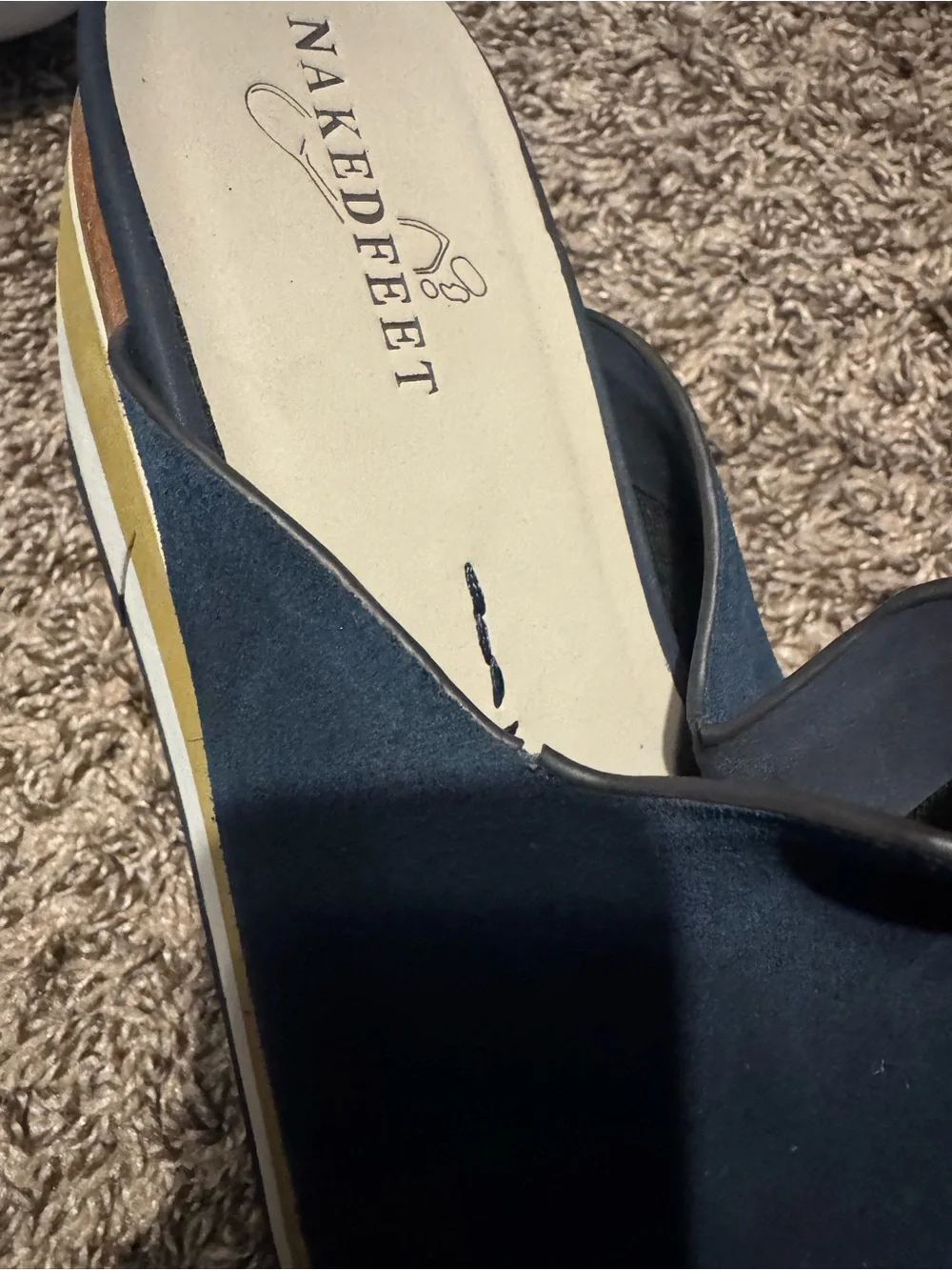 NakedFeet Flow In Navy Platform Sandals 8.5